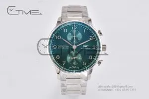 Portuguese Chrono IW3716 RSF 1:1 Best Edition Green Dial on SS Bracelet A7750