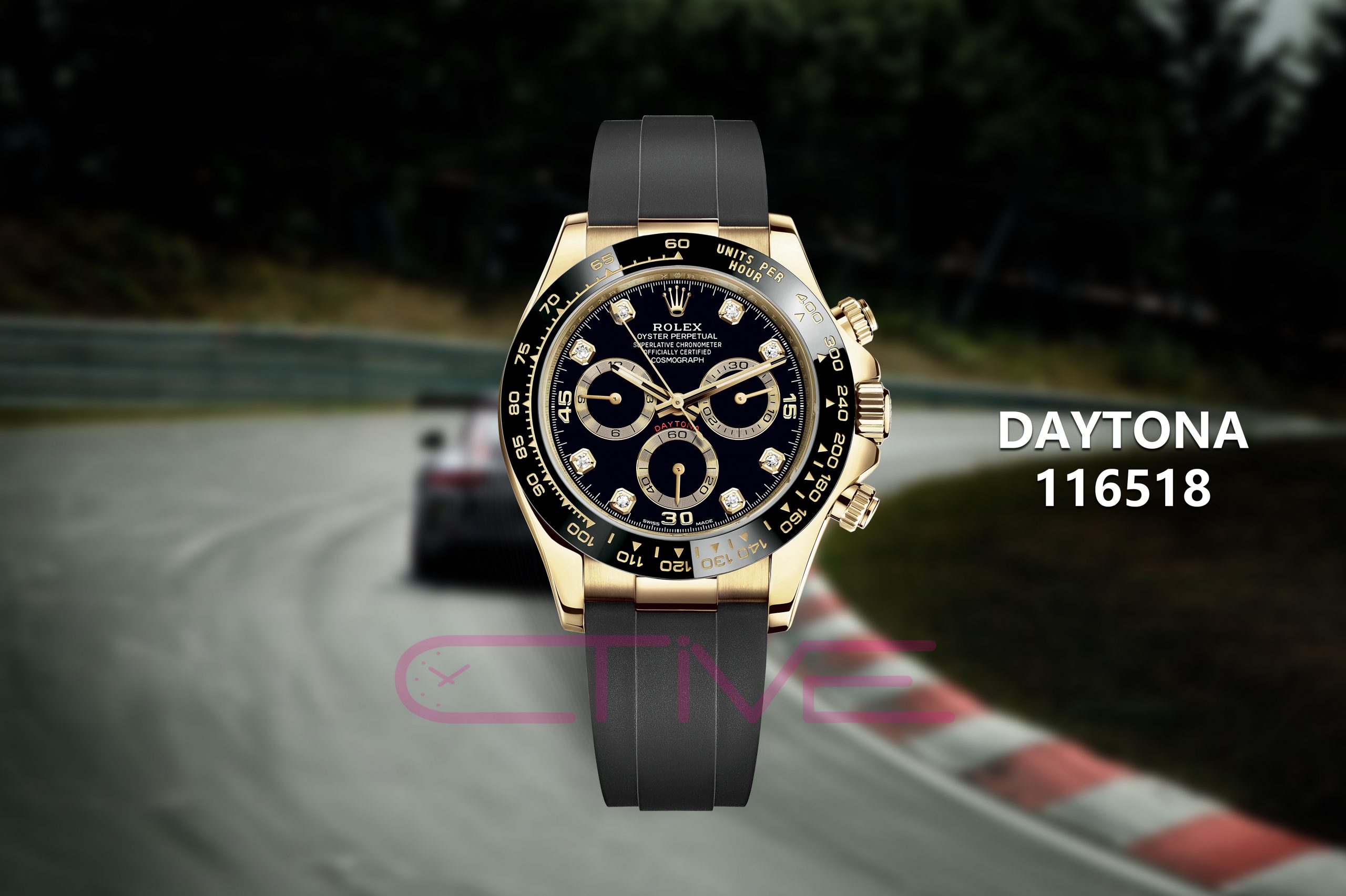 Daytona 116518 Clean Factory 1:1 Best Edition Black Diamonds Dial on Oysterflex Rubber Strap SA4130