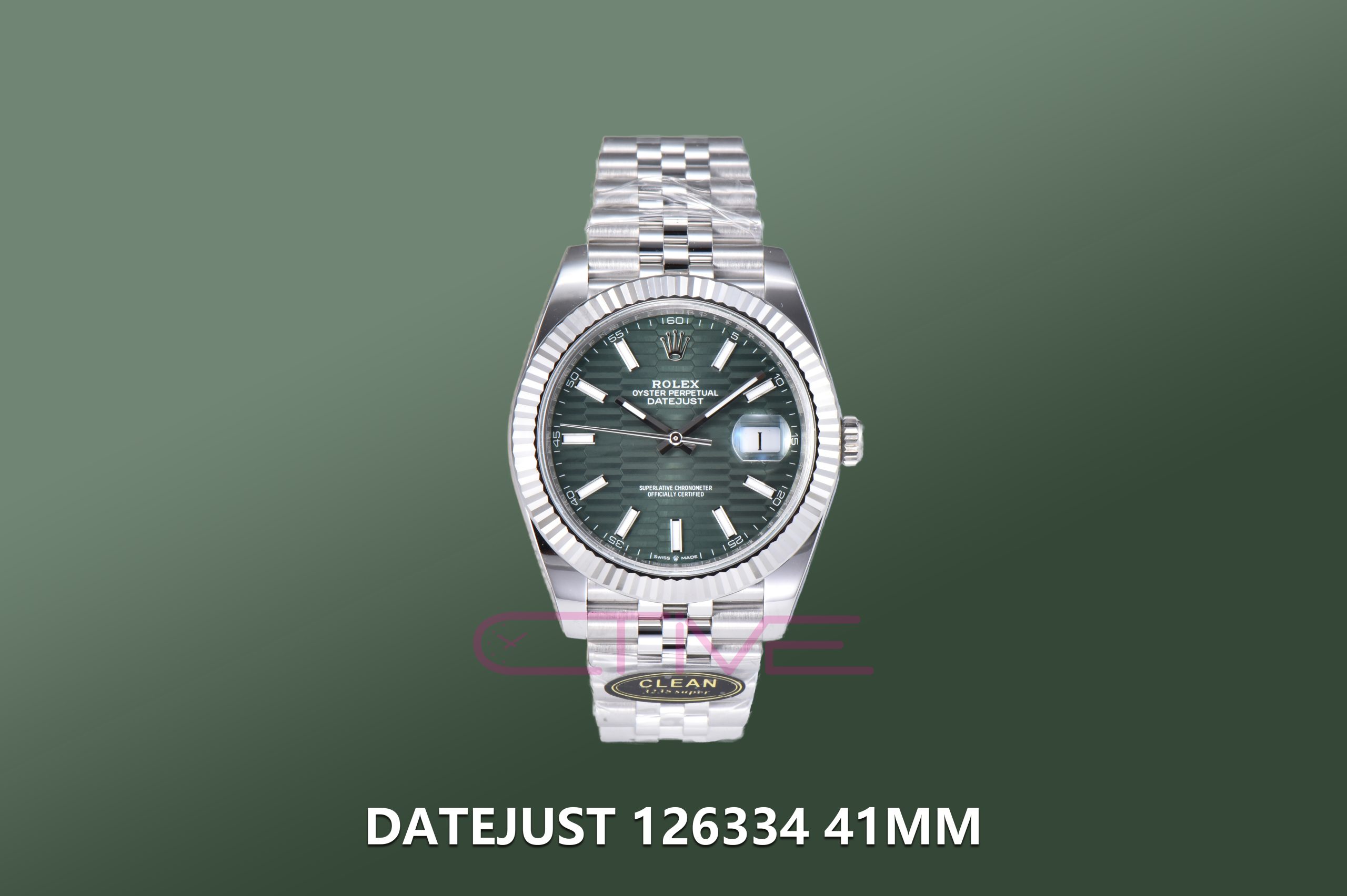 DateJust 41MM 126334 SS Clean Factory 1:1 Best Edition Green Fluted Dial on SS Jubilee Bracelet VR3235