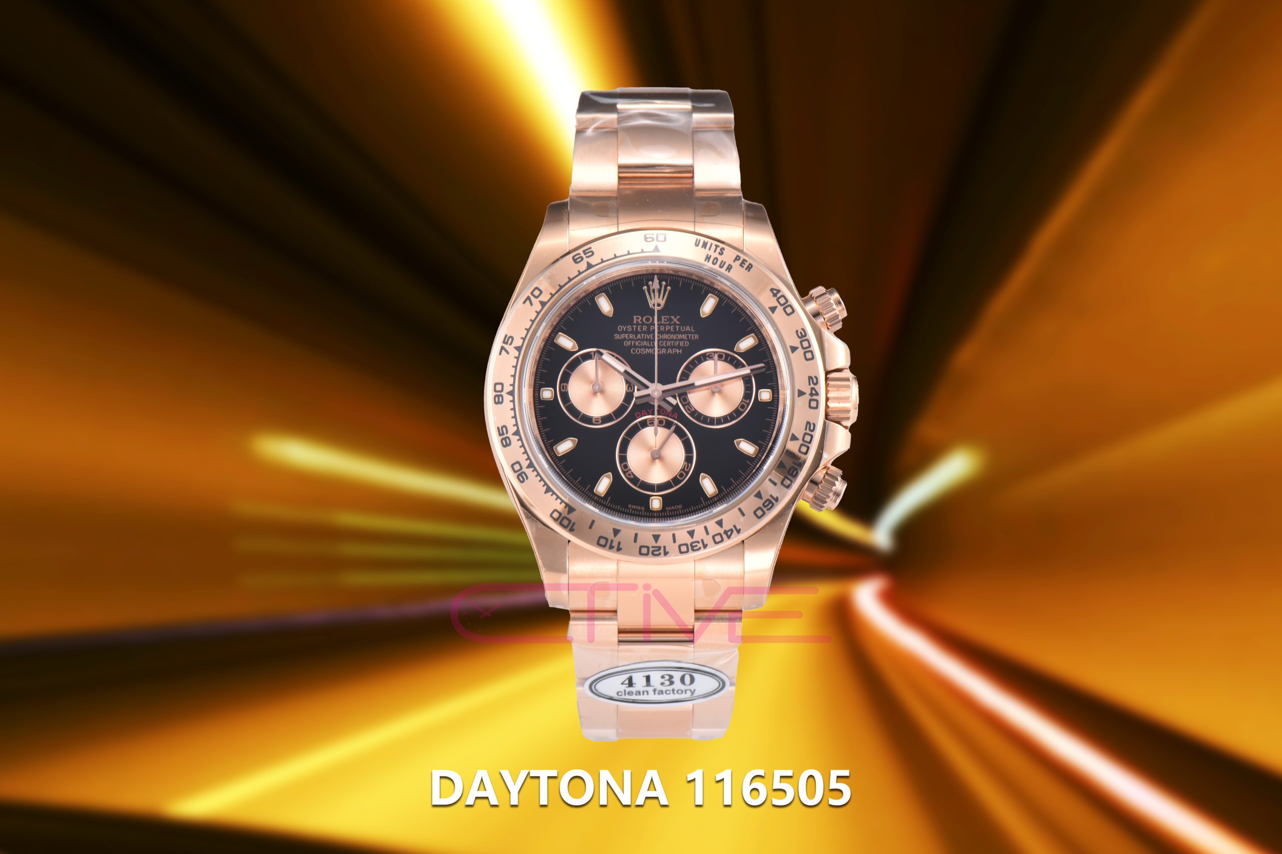 Daytona 116505 RG Clean Factory 1:1 Best Edition Black Stick Dial on RG Bracelet A4130