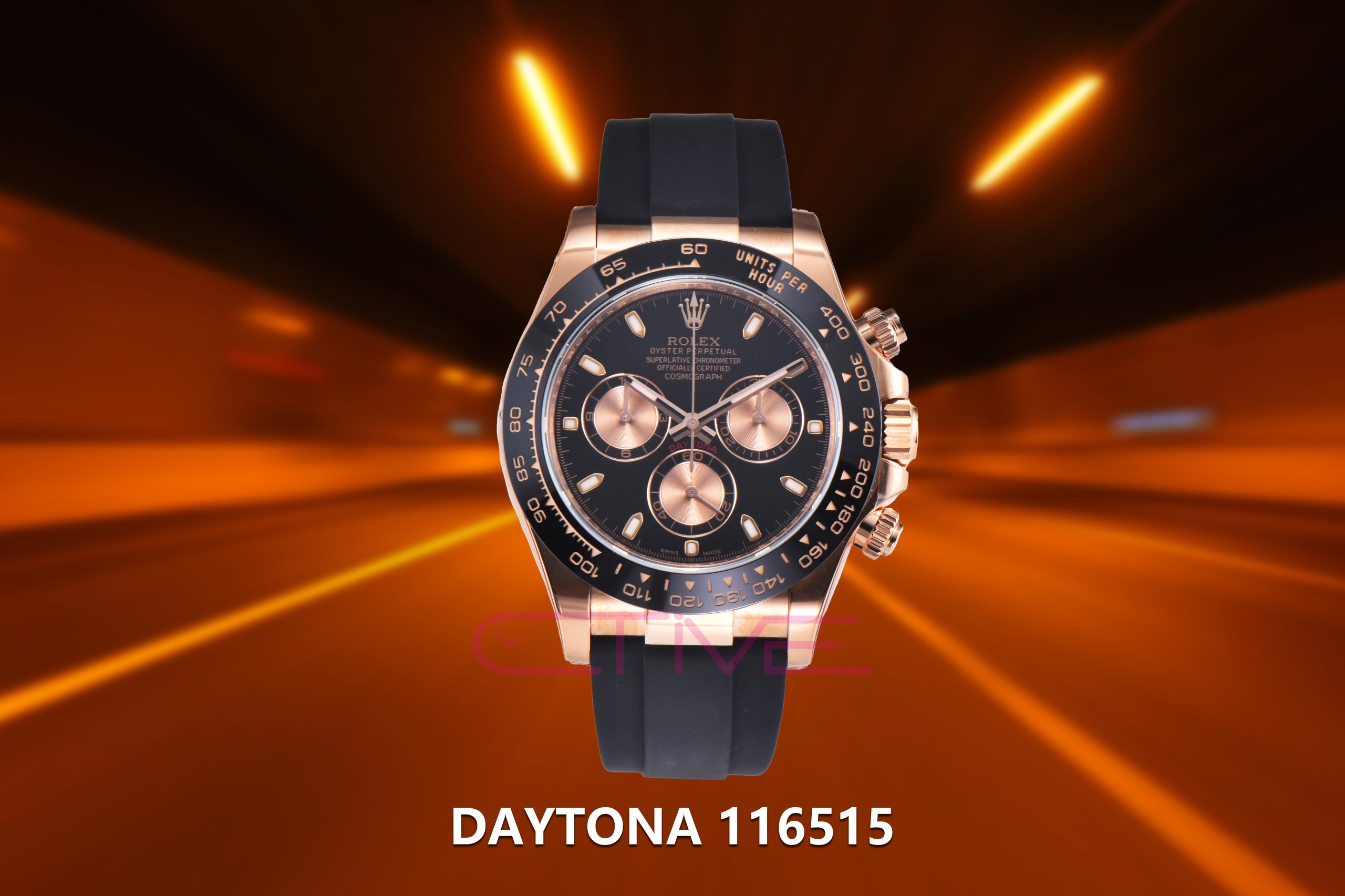 Daytona 116515 RG Clean Factory 1:1 Best Edition Black Ceramic Bezel Black Stick Dial on Oysterflex Rubber Strap A4130