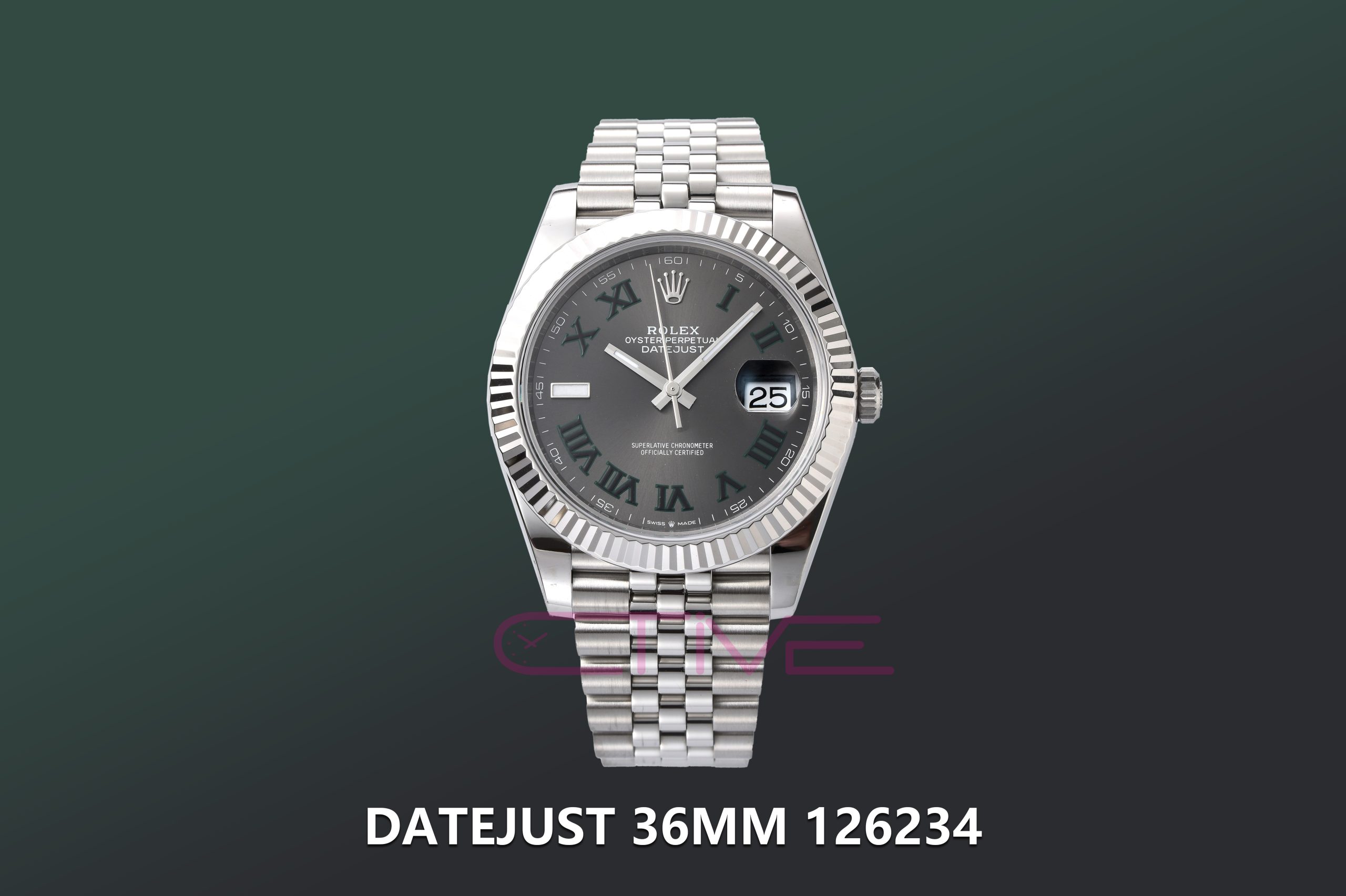 DateJust 41 126334 VSF 1:1 Best Edition 904L Steel Wimbledon Dial Green Roman on SS Jubilee Bracelet VS3235