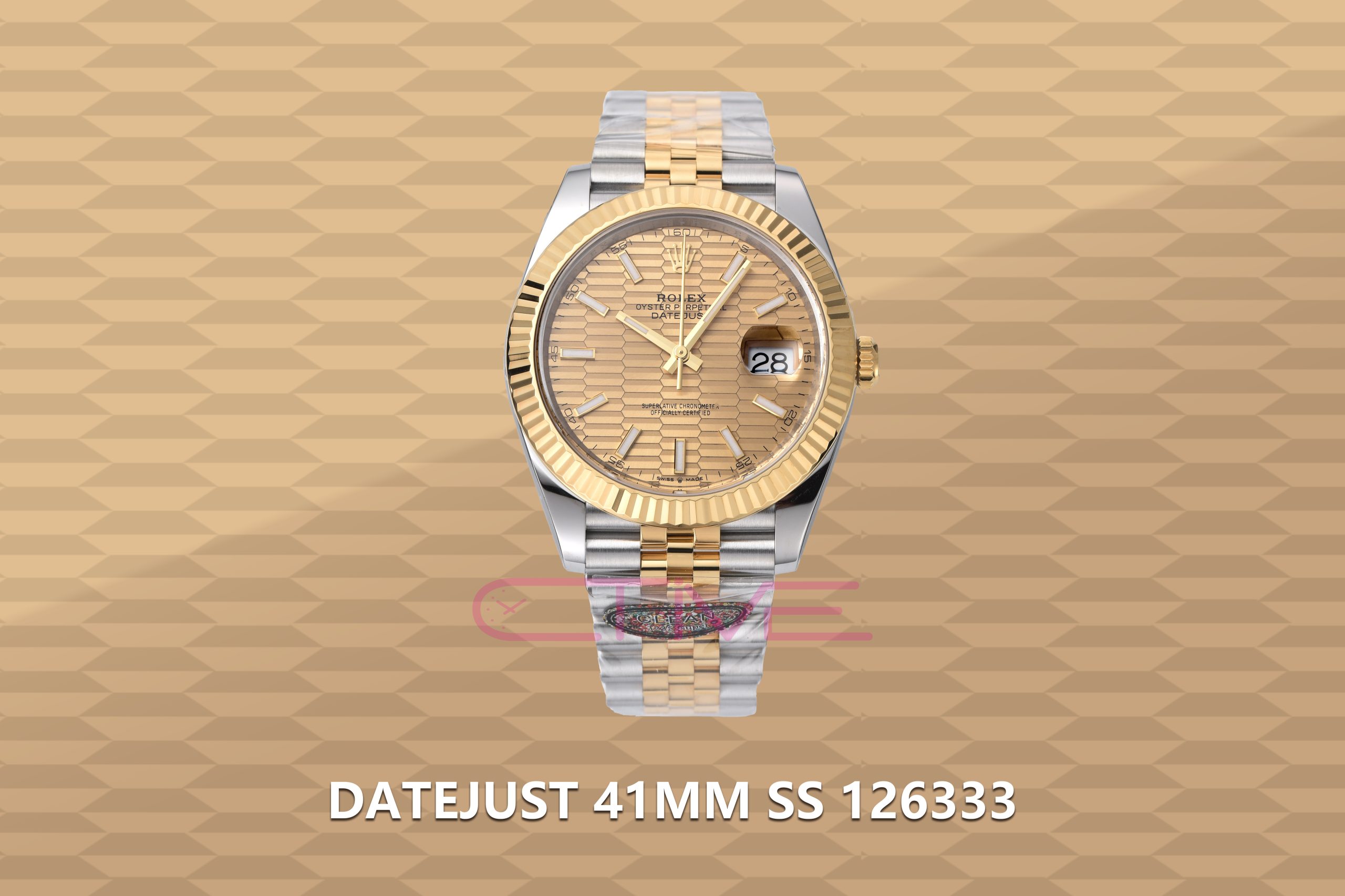 DateJust 41 SS 126333 904L SS/YG Clean 1:1 Best Edition Gold Fluted Dial Stick Markers on Jubilee Bracelet VR3235