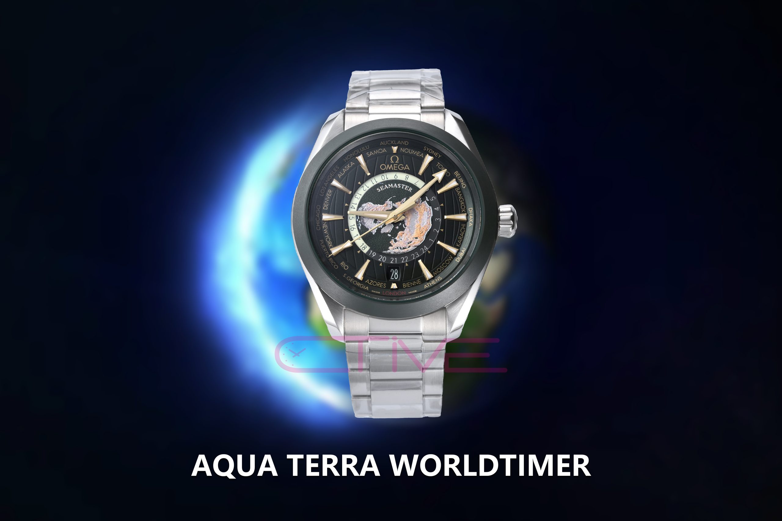 Aqua Terra Worldtimer VSF 1:1 Best Edition Green Dial on SS Bracelet A8938 Super Clone
