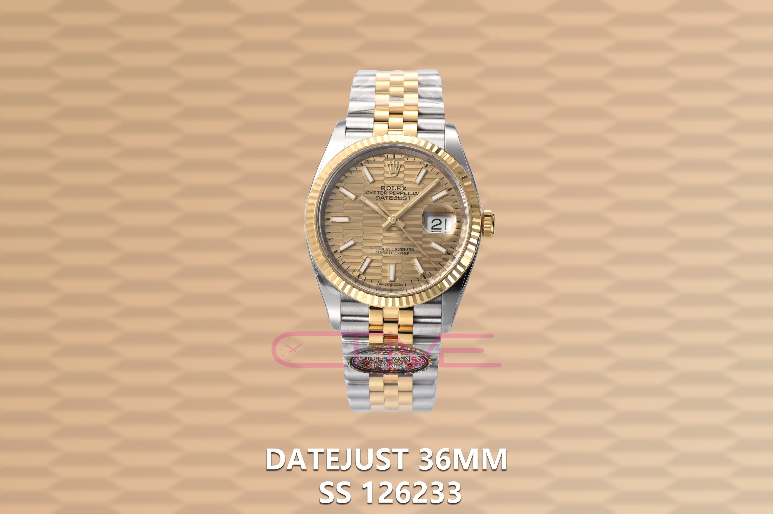 DateJust 36mm SS 126233 Clean 1:1 Best Edition 904L Steel YG Textured Dial on Jubilee Bracelet VR3235