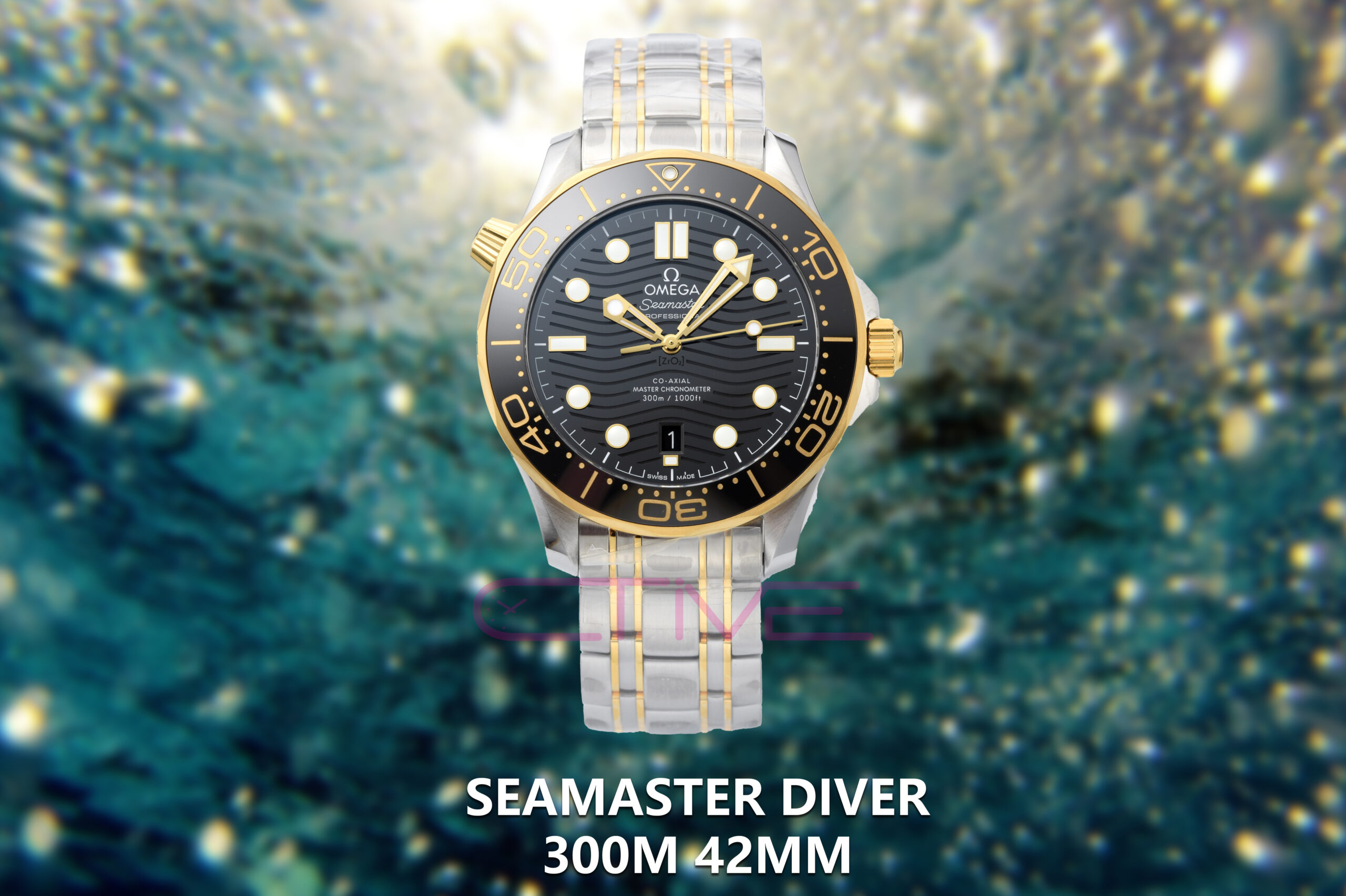 Seamaster Diver 300M 42mm SS/YG VSF 1:1 Best Edition YG Bezel Black Dial on SS/YG Bracelet A8800