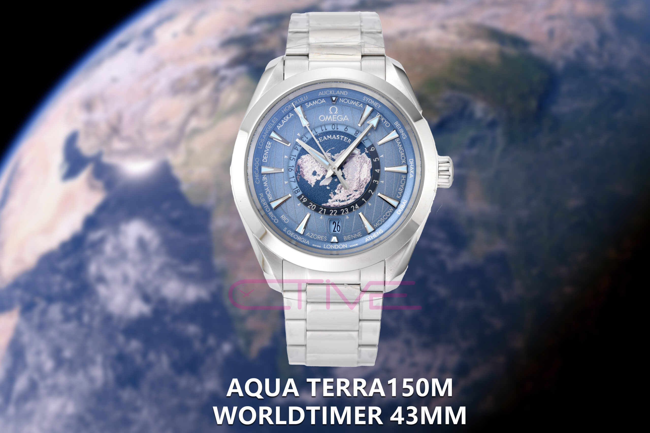 Aqua Terra150M Worldtimer 43mm SS/SS Blue Dial VSF A8938 Super Clone