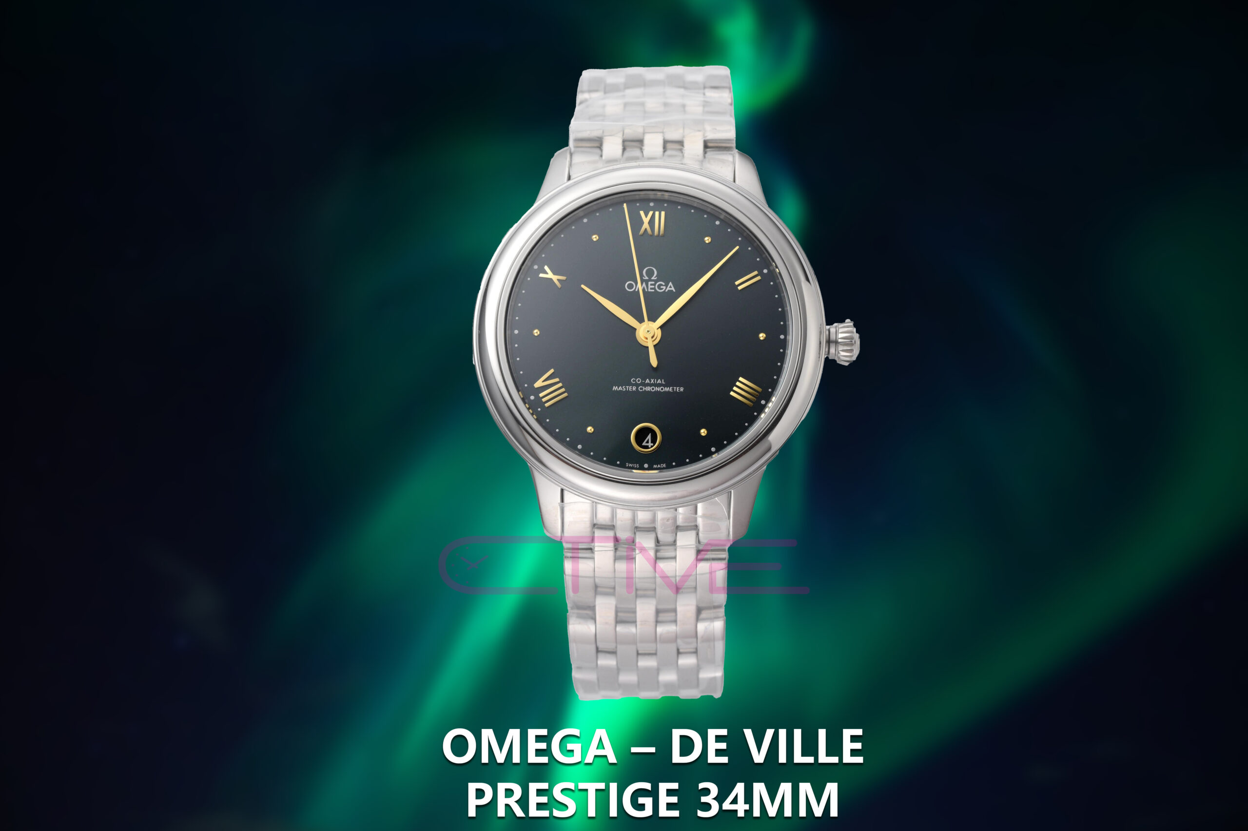 Omega – De Ville Prestige 34mm Ladies SS/SS Pine Green Dial 1:1 Best Edition VSF A8800