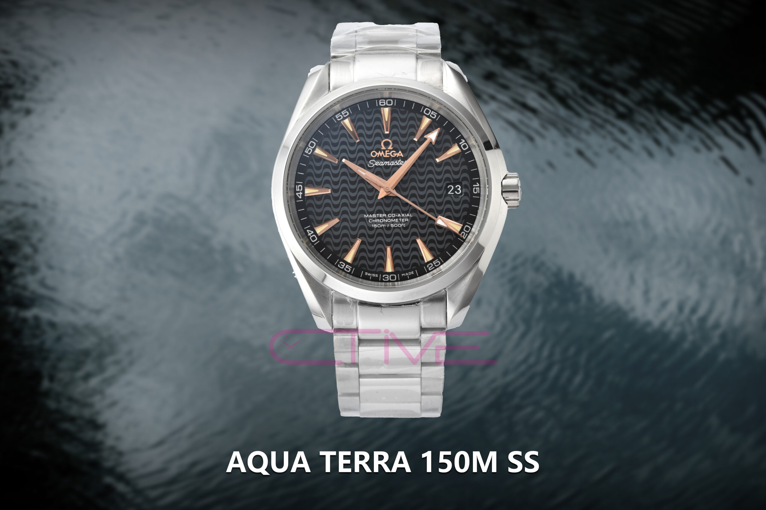 Aqua Terra 150M SS VSF 1:1 Best Edition Black Wave Textured Dial RG Hand on SS Bracelet A8500