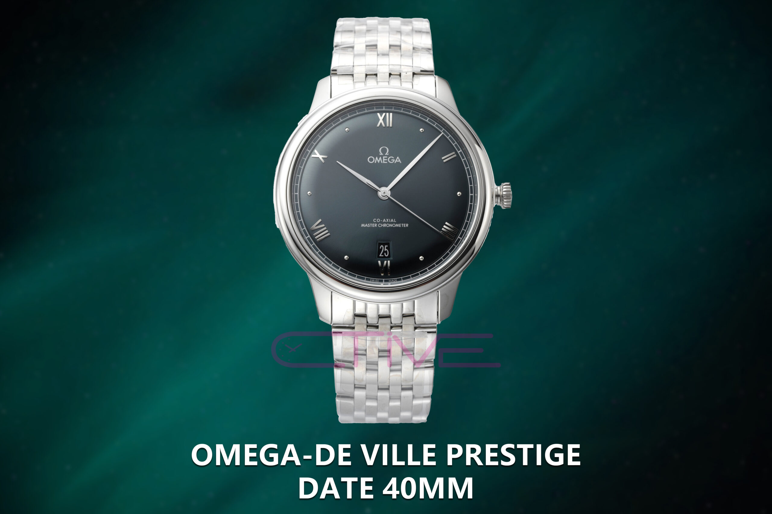 Omega-De Ville Prestige Date 40mm SS/SS Green Roman Dial VSF 1:1 Best Edition A8800