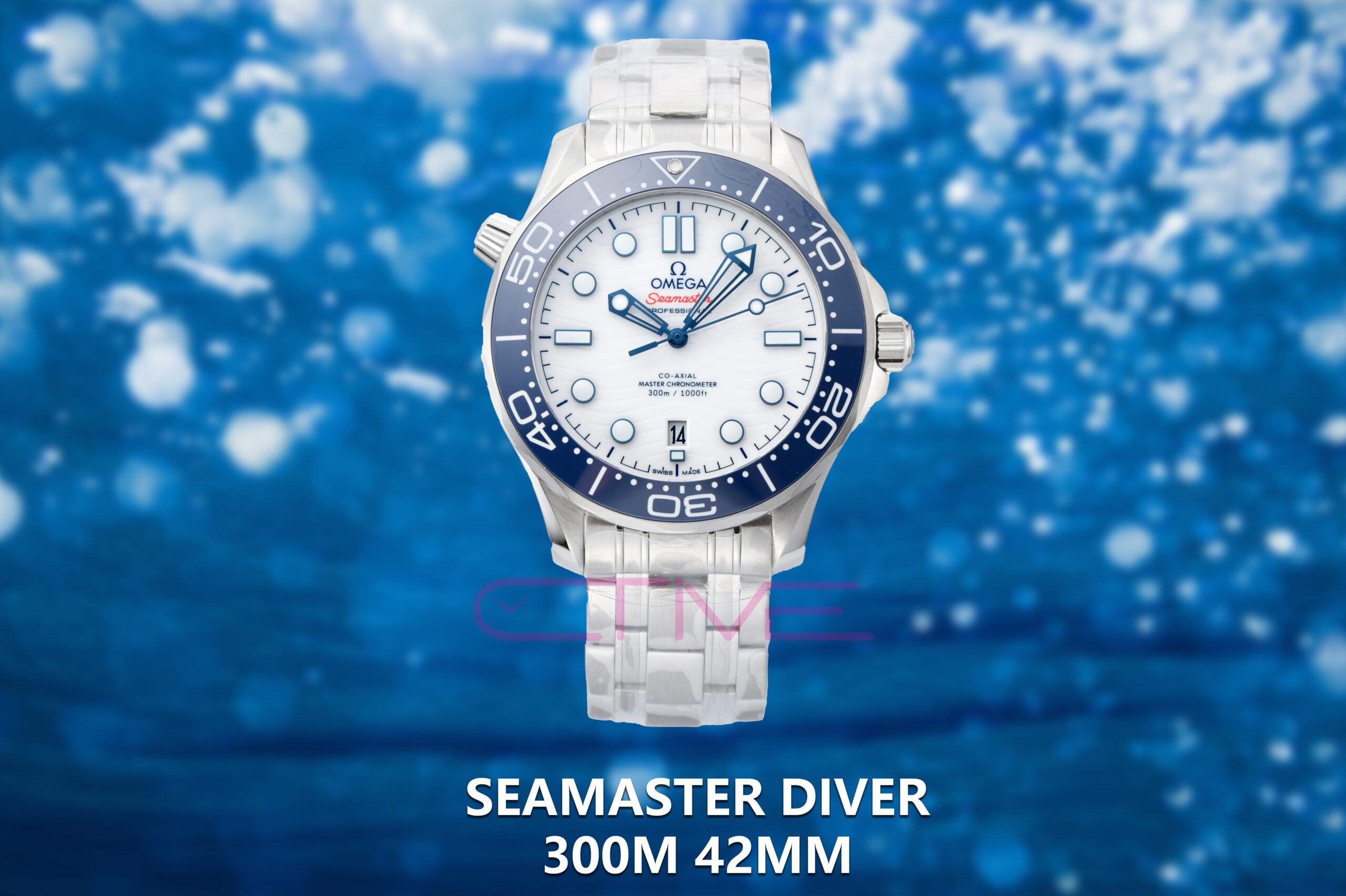 Seamaster Diver 300M 42mm VSF 1:1 Best Edition Blue Ceramic White Dial on SS Bracelet A8800