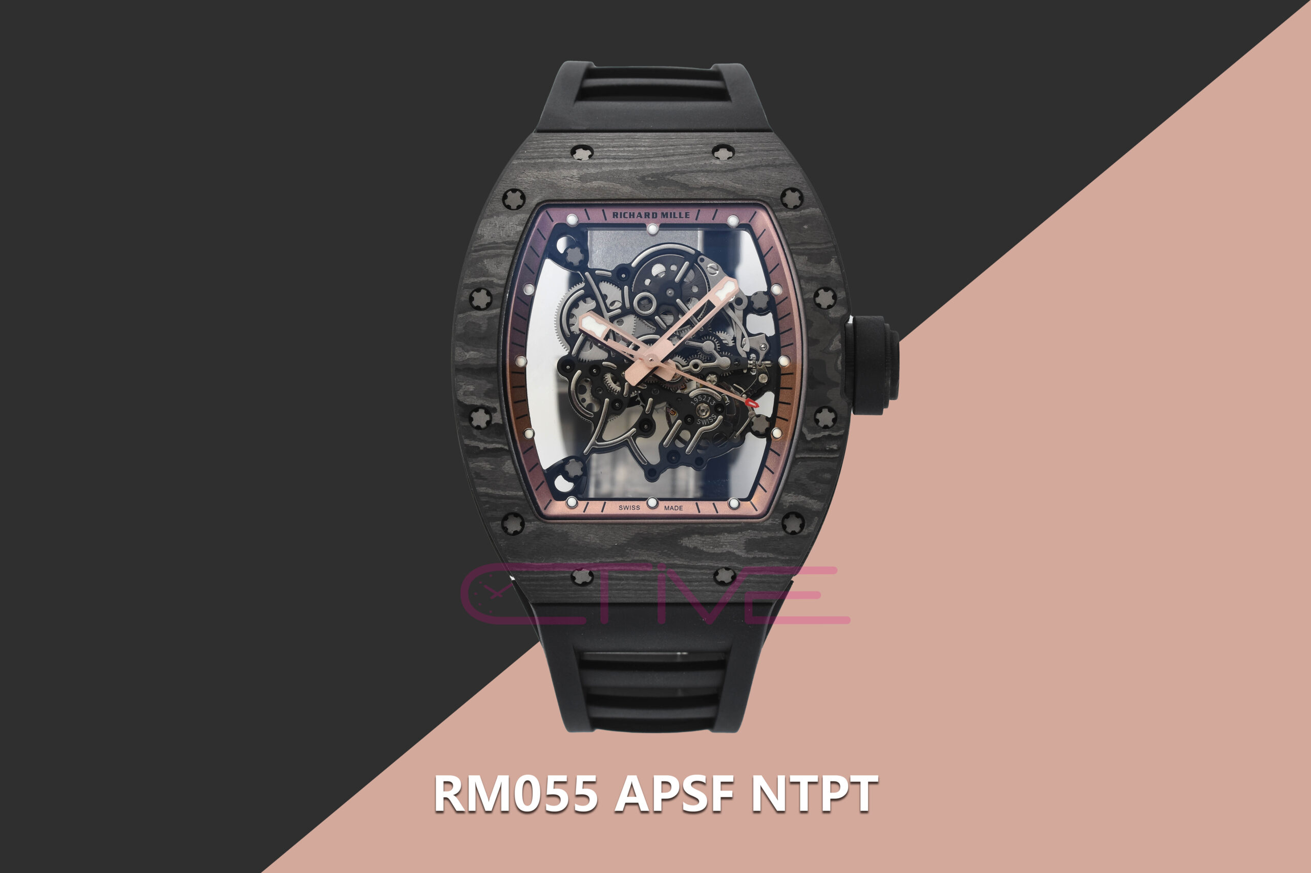 RM055 APSF NTPT Gold Rehaut Skeleton Dial on Black Rubber Strap RMUL2 Super Clone