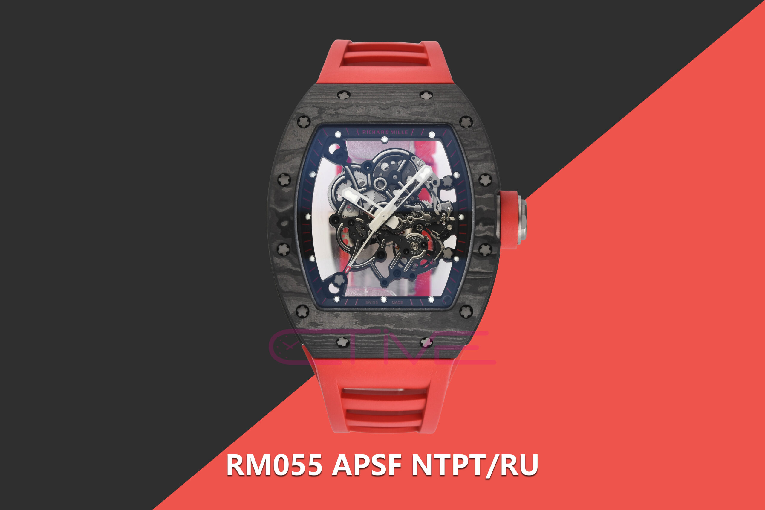 RM055 APSF NTPT/RU Black/Red Rehuat On Red Rubber Strap RMUL2 Super Clone