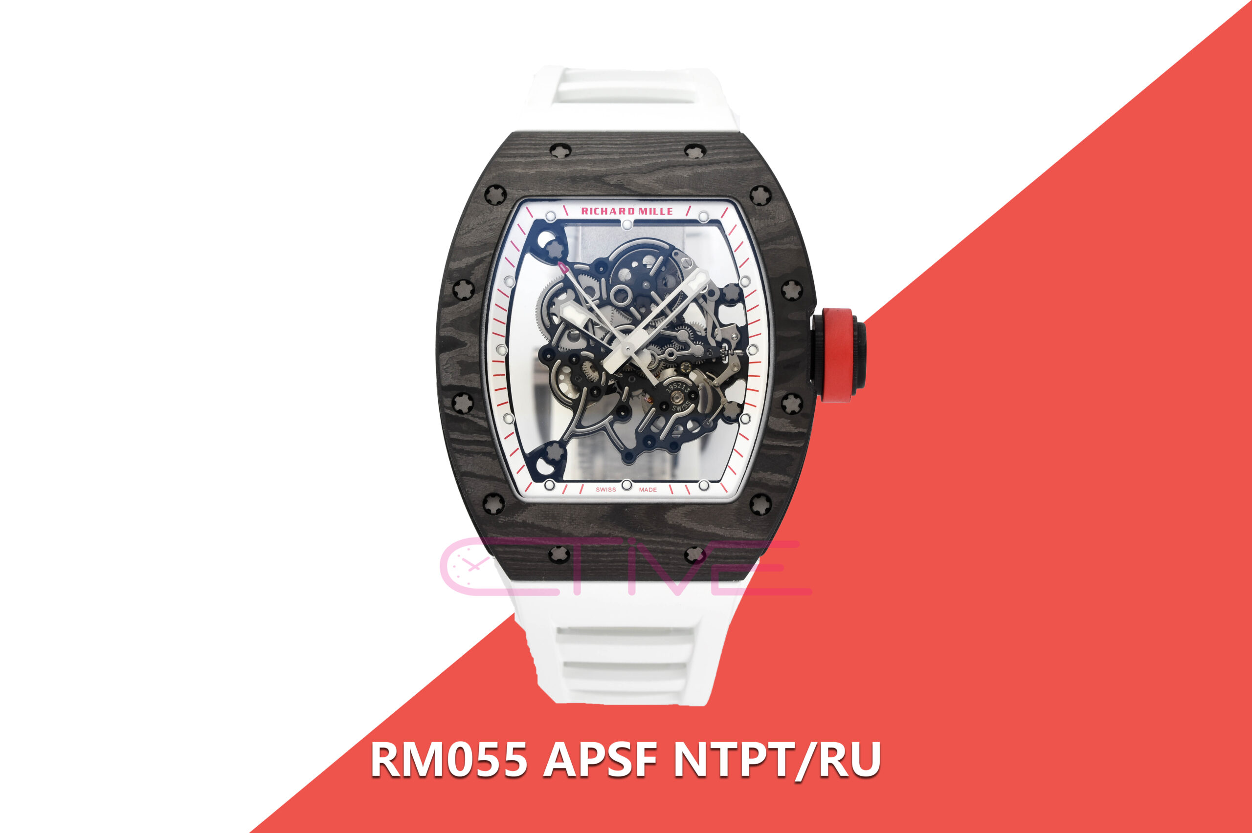 RM055 APSF NTPT/RU White/Red Rehuat On White Rubber Strap RMUL2 Super Clone