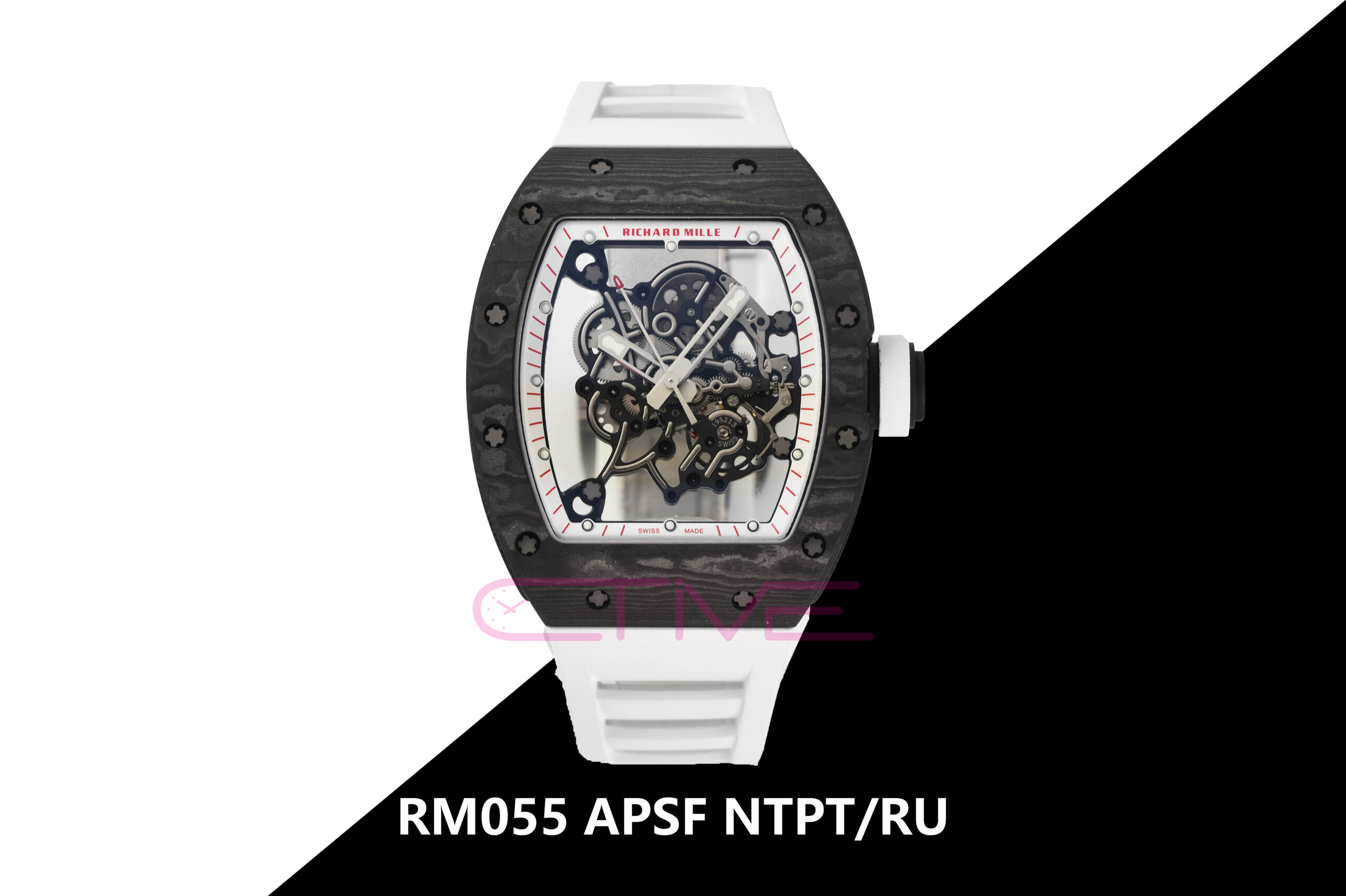 RM055 APSF NTPT/RU White/Red Rehuat On White Rubber Strap RMUL2 Super Clone