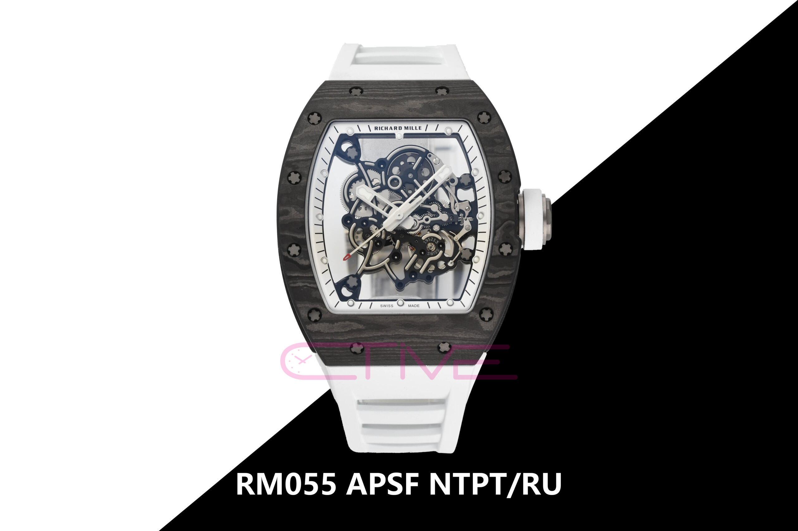 RM055 APSF NTPT/RU White/Black Rehuat On White Rubber Strap RMUL2 Super Clone