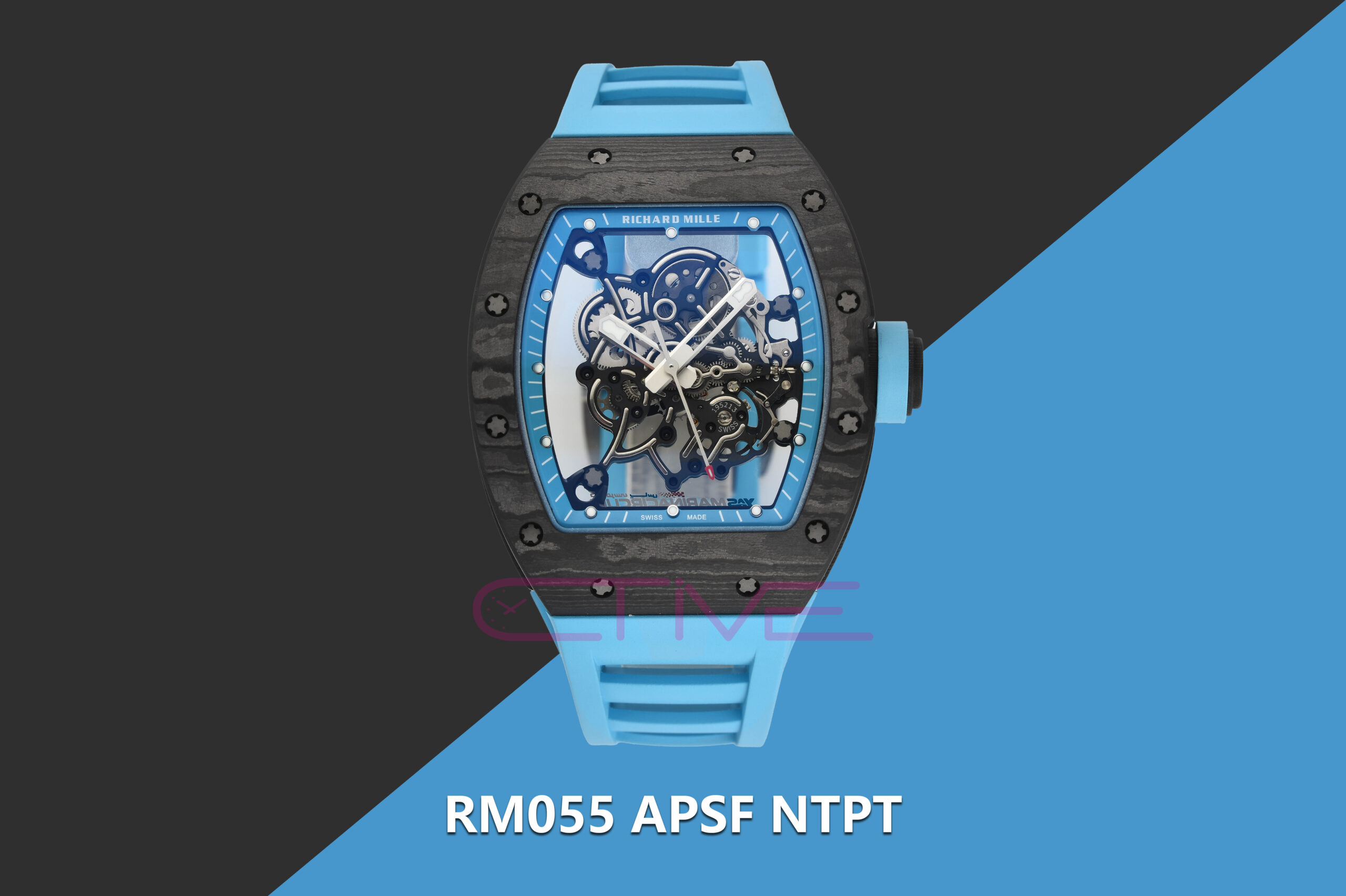 RM055 APSF Yas Marina Circuit Blue NTPT Skeleton Dial on Blue Rubber Strap RMUL2 Super Clone
