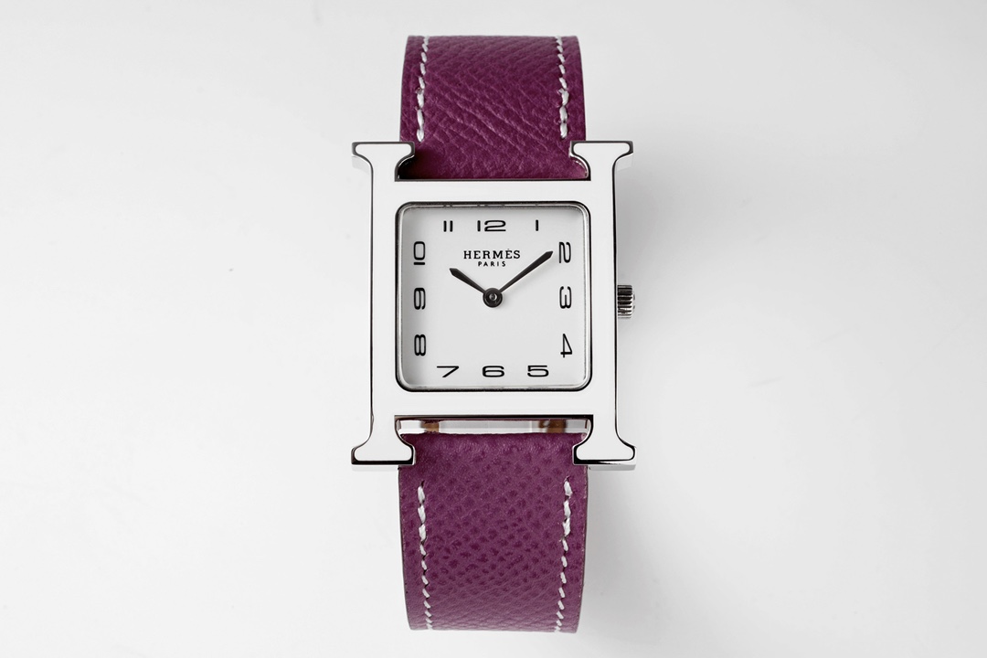 Hermes - Heure H SS/LE White/Num Dial Purple Lacquered BVF Swiss Quartz