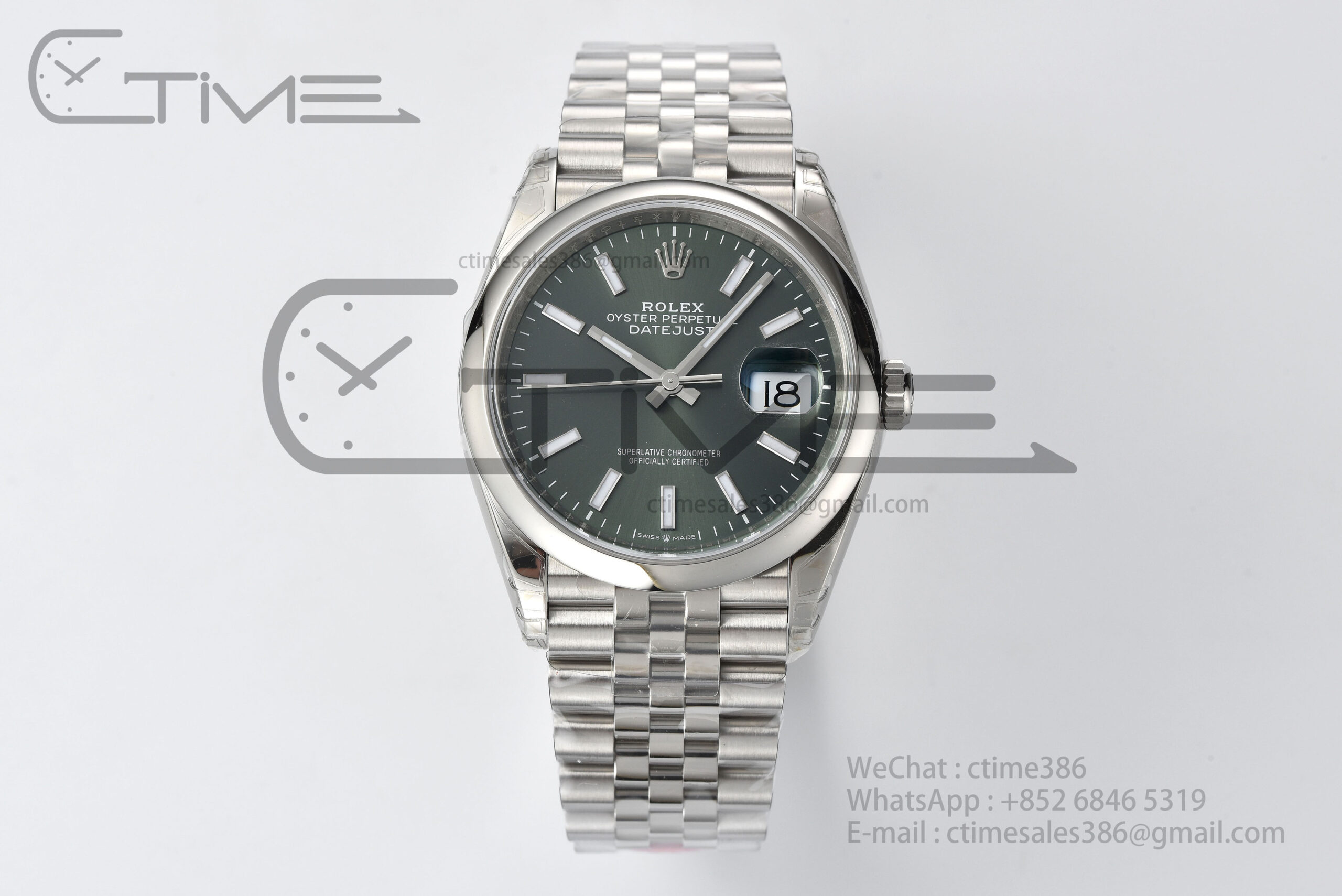DateJust 36mm SS 126200 VSF 1:1 Best Edition 904L Steel Green Dial on Jubilee Bracelet VS3235