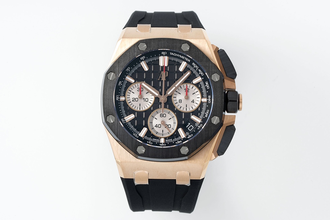 Royal Oak Offshore APSF 26420 43mm RG Black Dial on Black Leather Strap SA4401