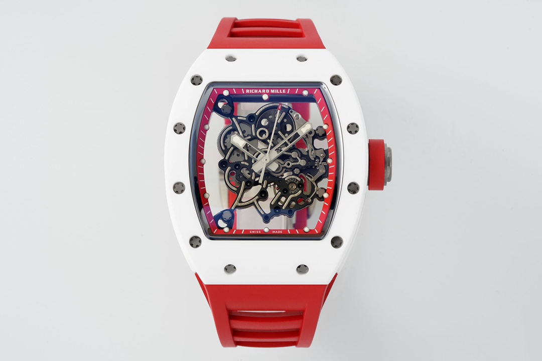 RM055 APSF Red Cer/RU Skeleton Dial On Red Rubber Strap RMUL2 Super Clone