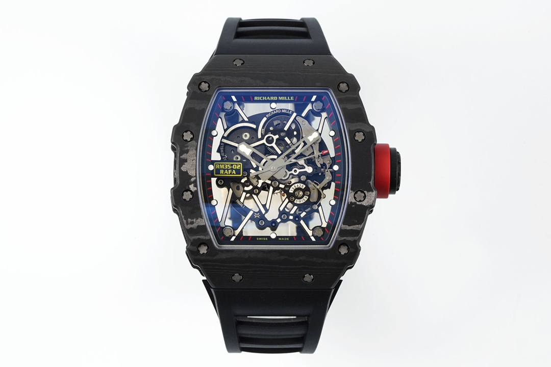 RM035-02 Real NTPT APSF Blk/Red Skeleton Dial on Black Rubber Strap RMAL2 Super Clone